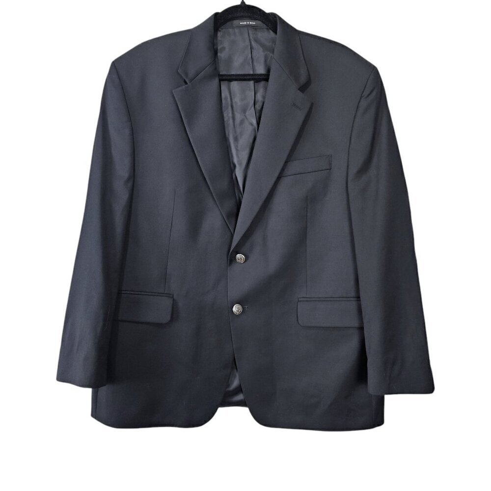 Chaps Wool Single Breast Blazer Black Sports Suit Jacket NEW